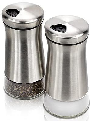 Salt and Pepper Shakers Set,4 oz Glass Bottom Salt Pepper Shaker with  Stainless Steel Lid for Kitchen Gadgets Cooking Table, RV, Camp,BBQ  Refillable