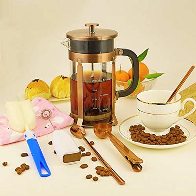 BAYKA French Press Coffee Maker, Glass Classic Copper 304