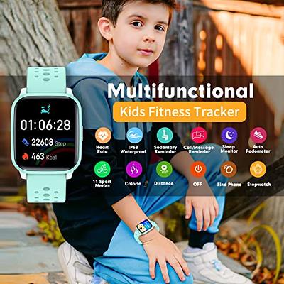 Kids Fitness Tracker, Fitness Watch Activity Tracker with Pedometers, Heart Rate & Sleep Monitor, Stopwatch, IP68 Waterproof, 11 Sport Modes for Kids