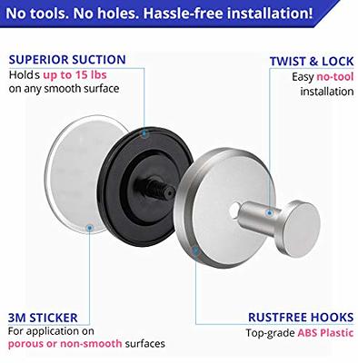 HOME SO Suction Cup Hooks for Shower, Bathroom, Kitchen, Glass Door,  Mirror, Tile – Loofah, Towel, Coat