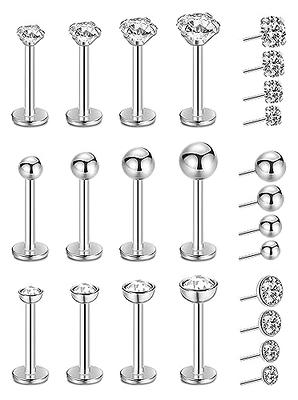  6ixGosh Clear Stud Earrings for Sports Work Surgery, Ashley  Vertical Labret Lip Rings Jewelry, Bioflex Plastic Clear Cartilage Earring  Retainer, 16g Daith Medusa Rook Helix Conch Tragus Piercing Jewelry  Earrings for