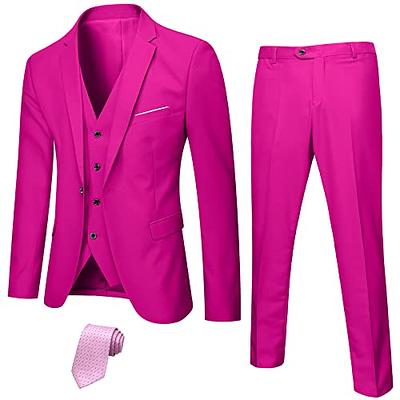 Men's 3 Piece Slim Fit Suit, One Button Blazer Vest Pants Set