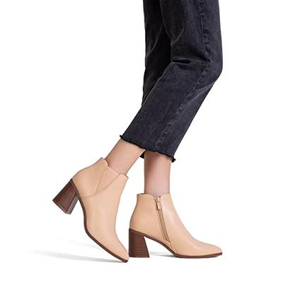 Vepose Women's 9631 Chunky Heel Ankle Boots, Pointed Toe Block