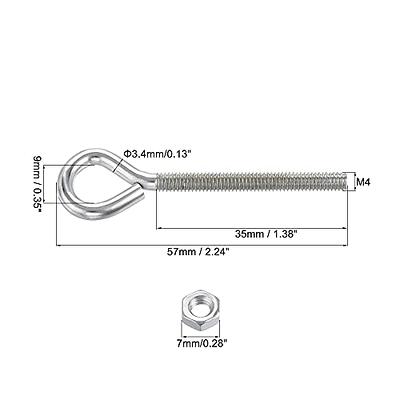 uxcell M4x40mm Eye Hooks Screws Bolts Kit, 15pcs Carbon Steel Hanger Eyelet  Hooks Screw with Hex Nuts for Metal Hook, Wood Terminal Ring Hooks - Yahoo  Shopping