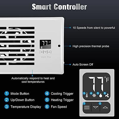 Howeall Super Quiet Register Booster Fan 4 x 10 - Intelligent