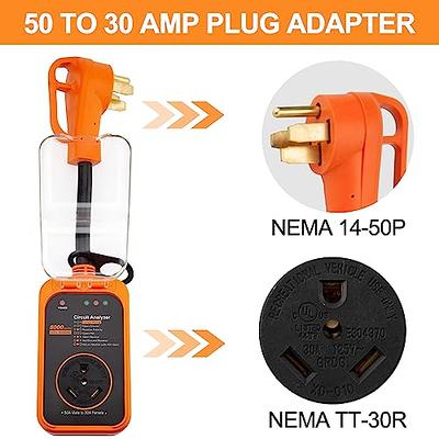 CICMOD 50 Amp to 30 Amp RV Adapter with Surge Protector 8000 Joules RV  Circuit Analyzer with Waterproof Cover, Anti-Theft Guard Surge Power  Voltage Protection for Camper Travel Trailer (50M/30F) - Yahoo Shopping