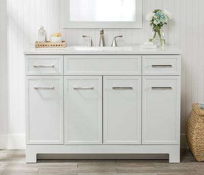 Diamond NOW Cassidy 48-in Admiral Blue Single Sink Bathroom Vanity with  White Cultured Marble Top