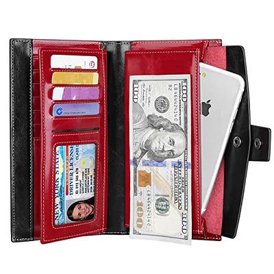 Itslife Womens Wallet,Large Capacity RFID Blocking Leather Wallets Credit Cards Organizer Ladies Wallet with Checkbook Holder