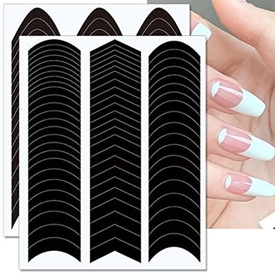 Dockapa 1422 Pcs French Tip Nail Guides, Self-Adhesive French Moon Shaped V-Shaped Manicure Strip Stickers for Edge Auxiliary Black DIY Decoration Stencil
