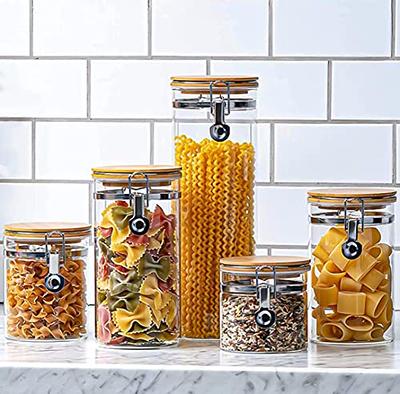 XOTAISM 6 Pcs Airtight Flour and Sugar Containers with 132 Kitchen Pantry  Labels Preprinted - Stackable Plastic Cereal Storage Canisters with Lids