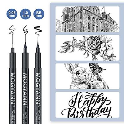 Mogyann Drawing Pens, 12 Pack Dual Brush Pens Black Markers for Art Drawing  Sketching