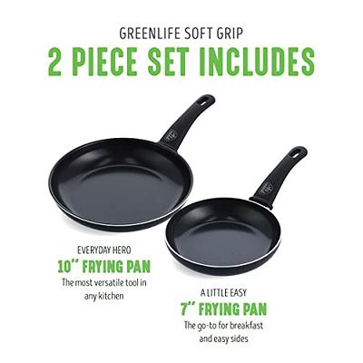 GreenLife Soft Grip Diamond Healthy Ceramic Nonstick, 10 Frying Pan Skillet,  PFAS-Free, Dishwasher Safe, Black