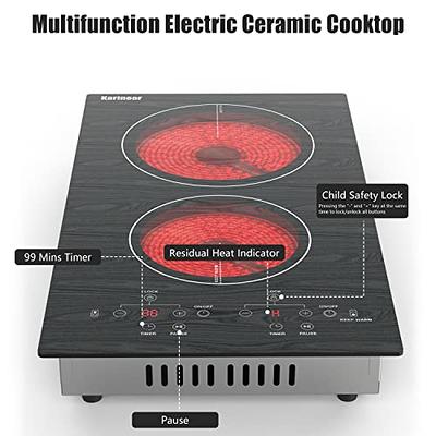 Karinear Portable Electric Cooktop 2 Burners, 110v Plug in