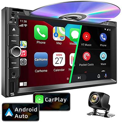 Double Din Car Stereo with CD/DVD Player, CarPlay & Android Auto, 7 Inch HD Touchscreen  Car Radio with Bluetooth, Backup Camera, Mirror Link, SWC, Subwoofer,  USB/TF/AUX Input, AM/FM - Yahoo Shopping