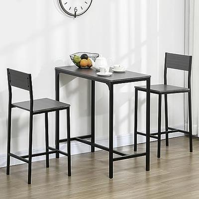 HOMCOM Industrial 3-Piece Dining Table and 2 Chair Set for Small Space in  the Dining Room or Kitchen