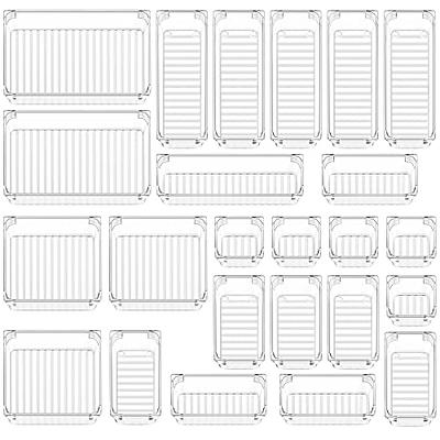 Lifewit 25 Pcs Drawer Organizer Set Clear Plastic Desk Bathroom