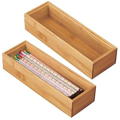 mDesign Wooden Bamboo Office Drawer Organizer Box Tray, Stackable