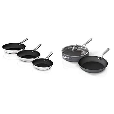 Ninja C63000 Foodi NeverStick Stainless 8-Inch, 10.25-Inch, & 12-Inch Fry  Pan Set, Polished Stainless-Steel Exterior, Nonstick, Durable & Oven Safe  to