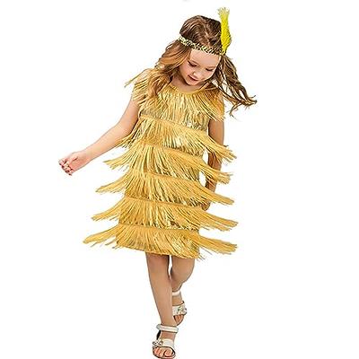 GOLD SEQUIN FRINGE DRESS - The Costume Closet