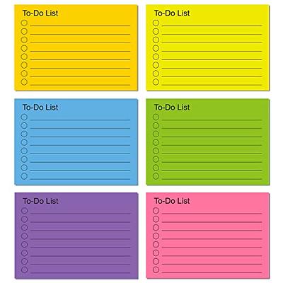 TIESOME to do List Sticky Notes pad, 6 Pack Bright Colors Self Stick Note  Planning Lined