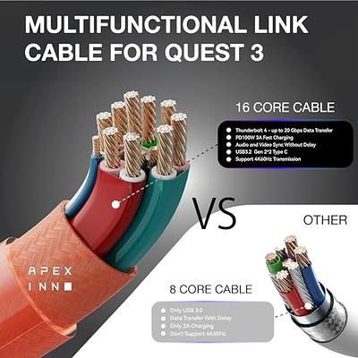 APEXINNO 20FT Link Cable for Meta Quest 3/2/Pro Headset Accessories,  Thunderbolt 4.0 USB3.2