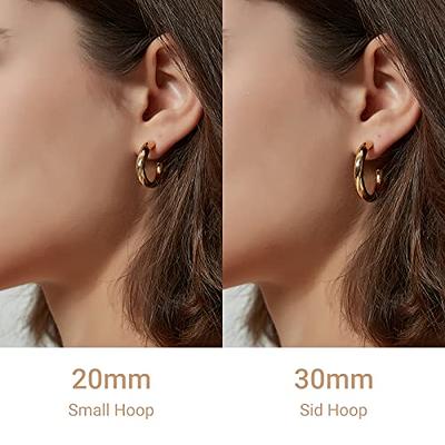 Small Hoop Earrings Hypoallergenic 14K Gold Plated Sterling Silver Post Samll Open Hoops Earrings for Women Girls