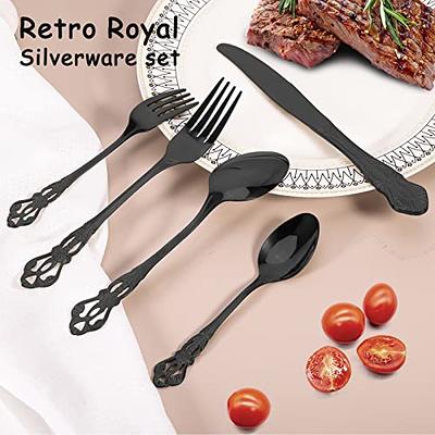 Black Silverware Set, LIANYU 20-Piece Stainless Steel Flatware Cutlery Set for 4