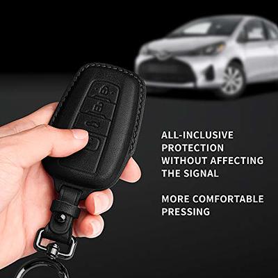 Tukellen for Toyota Key Fob Cover Genuine Leather with Keychain,Leather Key  Case Protector Compatible with 2018-2024 RAV4 Camry Corolla Avalon C-HR