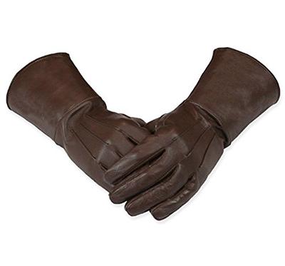 Leather Gloves Men's Medieval Renaissance Gauntlet cosplay Long Arm Cuff  (Black)