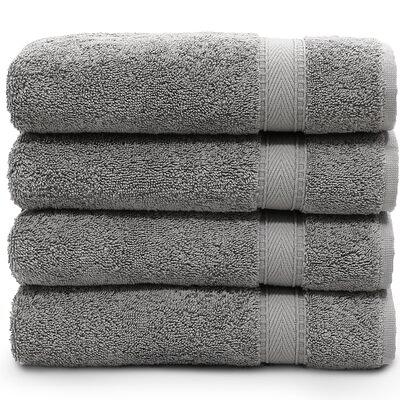 Solid Color Cotton Towels Set, With 2 Bath Towels 2 Hand Towels 4