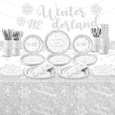 Meanplan Snowflake Cups, Disposable Plastic Clear Party Cups