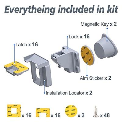 Invisible Magnetic Cabinet Locks Child Safety Kit, Secure Kitchen & Bedroom  Cabinets. Cupboards with Baby Proofing Cabinets Door & Drawer Locks for