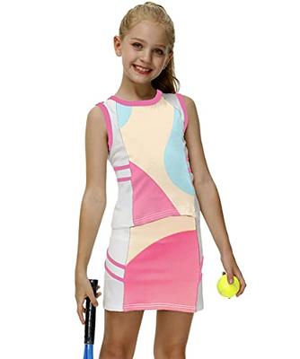 AOBUTE Sports Outfits for Girls 2 Piece Gradient Golf Tennis Dress