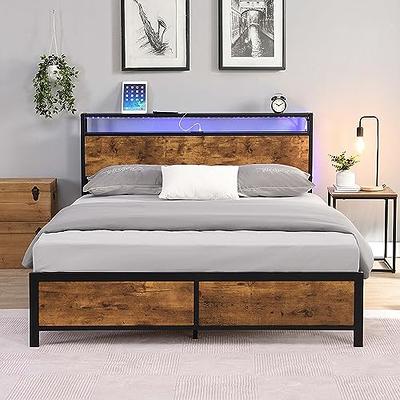 Rolanstar Bed Frame with USB Charging Station, Twin Bed Frame with LED  Lights Headboard, Platform Bed with Strong Metal Slats, Under Bed Storage  Clearance, No Box Spring Needed, Noise Free : : Home