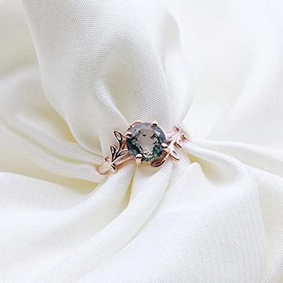 Nature-Inspired Natural Moss Agate Engagement Ring for Women 925 Sterling  Silver Jewelry Leaf Design Wedding Gift by Forever Gems & Jewels (Rose Gold  Vermeil, 6 US) - Yahoo Shopping