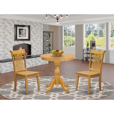 BOWERY HILL Full Extension Solid Wood Round Pedestal Dining Table with  Solid Wood Frame in White 