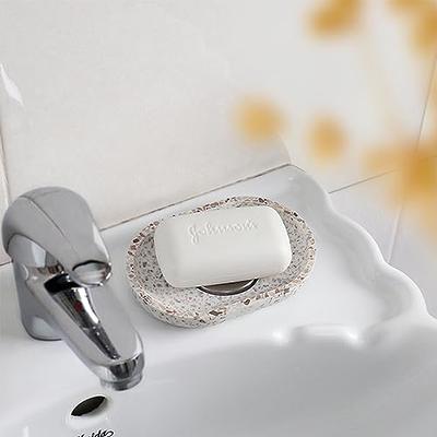 Plastic Soap Holder Soap Dish Bar Saver Tray with Holes Soap Sponge Holder  for Kitchen Bathroom Shower Counter, 4.5 x 3 x 0.7 Inches (Clear,4 Pcs)