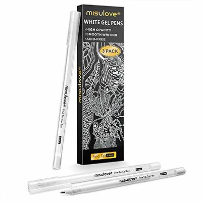 Qionew Gold Gel Pens 3 Pack 1mm Extra Fine Point Pens Gel Ink Pens Opaque  White Archival Ink Pens for Black Paper Drawing Sketching Illustration Card  Making Bullet Journaling