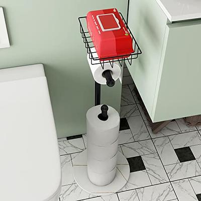 Toilet Paper Holder Stand Black With Shelf Bathroom Wall Mount