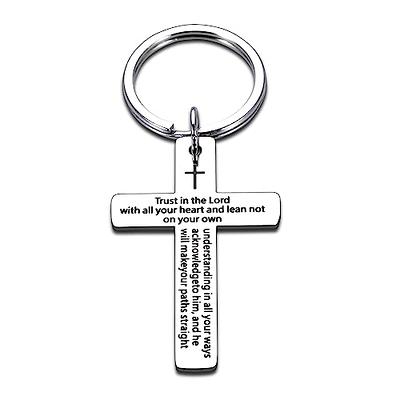 Inspirational Christian Keychain For Men, Easter Gifts For Men,  ReligiousThanksgiving Baptism Keychain