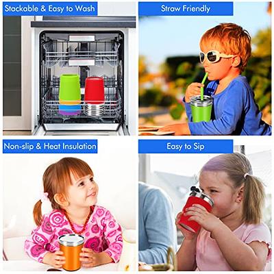 Kids Cups with Lids and Straws, 8oz Spill Proof Drinking Cups