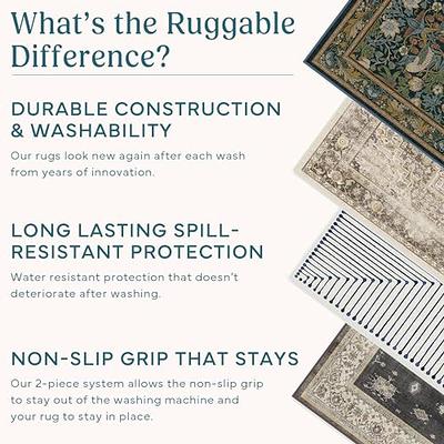 RUGGABLE Sima Washable Rug - Perfect Vintage Area Rug for Living