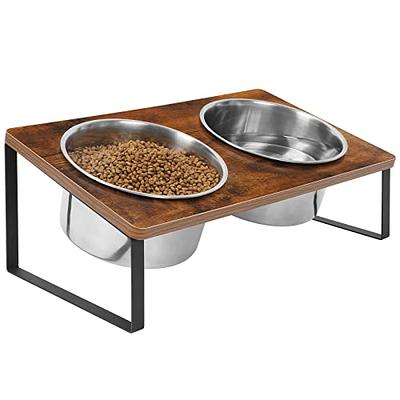 Elevated Dog Bowls Stand Raised Pet Feeder with 2 Stainless Steel Dog Food  Bowls for Medium