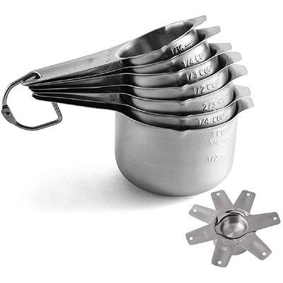 Last Confection 7pc Stainless Steel Measuring Cup Set - Includes 1/8 Cup  Coffee Scoop - Measurements for Dry and Liquid Cooking & Baking Ingredients