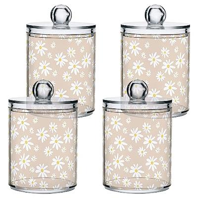 4 Pieces Crystal Glass Candy Jar with Lid Home Decorative Jar Glass Storage Bathroom Jars Jewelry Box Canister Jar for Cotton Swab Glass Jar for Bathr