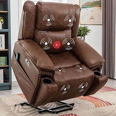 Mcombo Electric Power Lift Recliner Chair with Extended Footrest for Elderly People, 3 Positions, Hand Remote Control, Lumbar Pillow, 2 Cup Holders