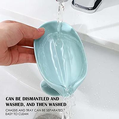 LBshmao-D 2 Pack Soap Holder Leaf-Shape Self Draining Soap Dish Holder, Not  Punched Easy Clean Bar Soap Holder, with Suction Cup Soap Dish Suitable