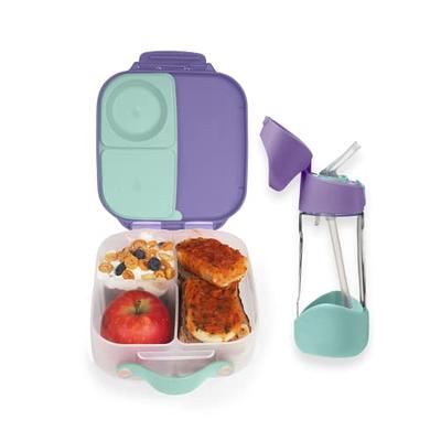 b.box Mini Lunchbox & 15oz Tritan Straw Water Bottle, Matching Bento Box/Lunch  Box + Kids Drink Bottle, Color: Lilac Pop