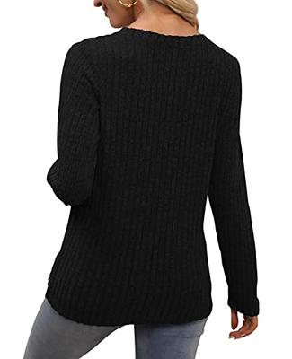 Funlingo Womens Long Sleeve Tunic Tops to Wear with Leggings Casual Dressy Shirts  Long Sweater Black M - Yahoo Shopping