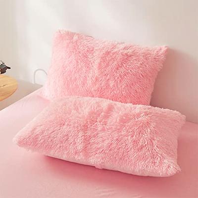 Cute Pink Shaggy Plush Comforter Cover Set,Ultra Soft Faux Fur Duvet Cover  Bedding Sets Queen 3 Pieces with Pillow Cases, Pink Fluffy Bed Sets Zipper  Closure (Pink, Queen) : : Home